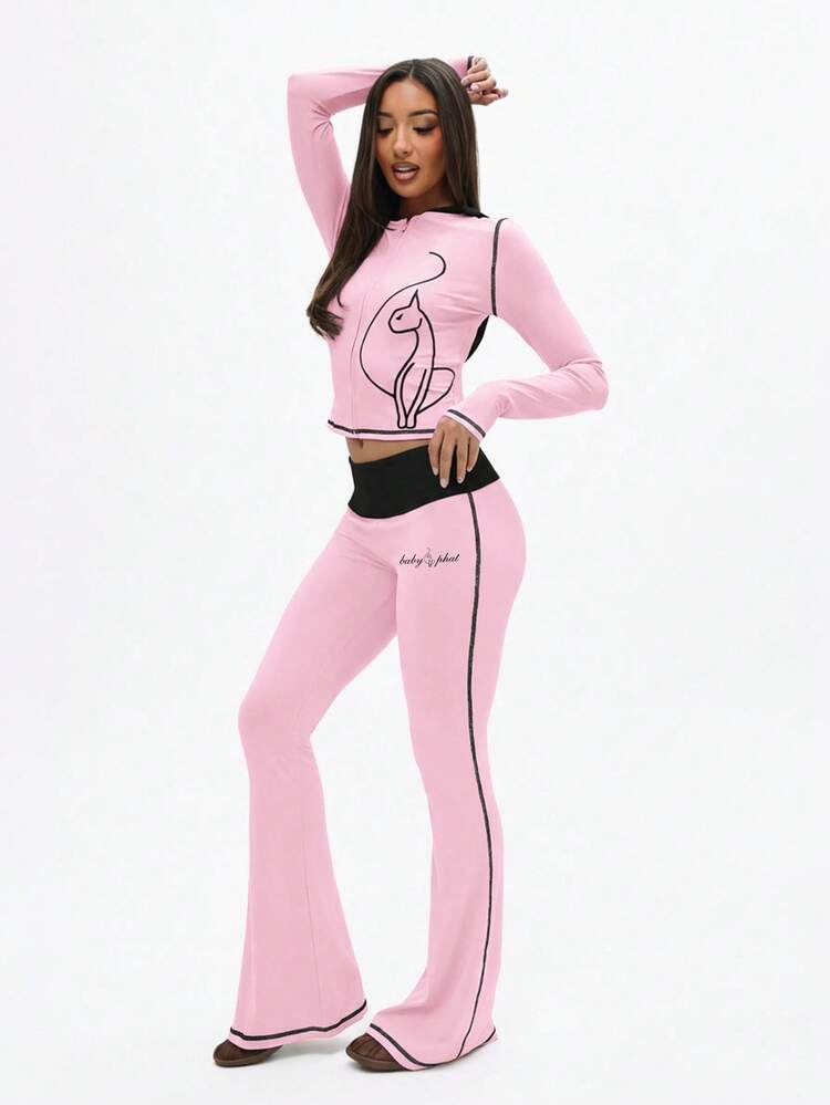 BABYPHAT Leggings a zampa d'elefante con dettagli a contrasto, vita alta, pantaloni yoga a gamba ampia, morbidi e comodi, stile a zampa di campana