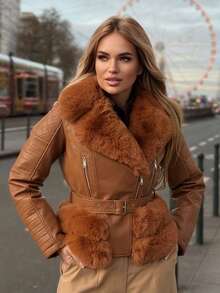 FLORETTA ÉLENA K0366 Fall,Winter,New Year,Elegant,Chic,Stylish,Christmas,Going Out,Winter Clothes For Women - Brown - View 3