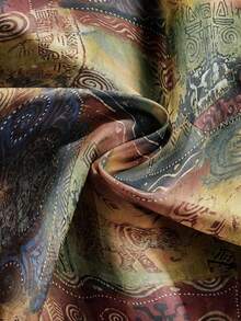 ROMWE 神秘嬉皮风大象与佩斯利印花撞色复古高开衩女装 - 彩色 - 查看 4