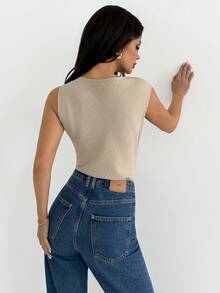 Firerie 女士不对称领口垂褶褶皱腰身衬衫，性感优雅的OL连体衣，肩部饰有金属纽扣，时尚，通勤，优雅，性感，度假，海滩，夏威夷，垂褶领口，夏季休闲外套 - 杏色 - 查看 3