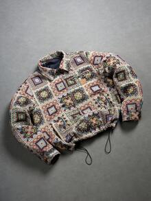 PAVTROS Men's Woven Geometric Jacquard Drawstring Hem Jacket - Multicolor - View 3