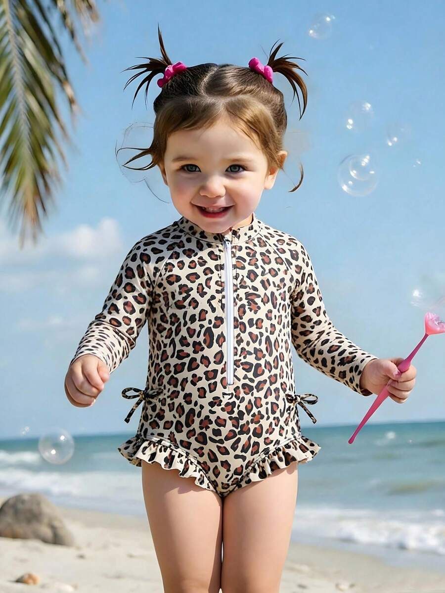 New Fashion Baby Girls One-Piece Long Sleeve Swimsuit - Multicolor - View 1