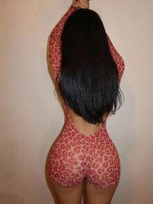 Slaydiva Bộ jumpsuit nữ dài tay hở lưng, kiểu dáng đường phố thường ngày, gợi cảm, ôm sát, họa tiết da báo màu hồng, chất liệu lưới xuyên thấu, thích hợp cho Ngày Valentine, hẹn hò, tiệc tùng, tụ họp, kỳ nghỉ, buổi hòa nhạc, câu lạc bộ gợi cảm, hộp đêm, đi chơi hàng ngày, năm mới, vui chơi, ăn sáng muộn, phong cách cô nàng nóng bỏng, kỳ nghỉ. - Hồng - Xem 4