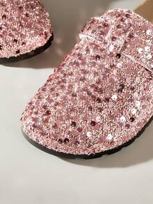 Solecia Women's Flat Shoes, Sequin Thick-Soled Slippers, Closed Toe With Buckle Design, Women's Casual Birkenstocks Lace-Up Sandals, Spring/Autumn Christmas - Pink - View 5