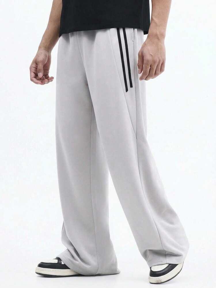 Wide Leg Sweatpants With Side Stripes