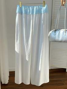 Comfortcana Quần cotton nữ kiểu dáng thường ngày, phối màu tương phản xanh dương và trắng, có ren, thích hợp cho kỳ nghỉ, phong cách Mỹ thường ngày, ngày Valentine, lễ hội, nghỉ ngơi tại nhà, đi biển, kỳ nghỉ hè. Thích hợp cho nữ, mùa xuân, nghỉ lễ, tốt nghiệp, đám cưới, tiệc tùng, lễ tốt nghiệp, kỳ nghỉ thanh lịch, thường ngày, đi biển, kỳ nghỉ hè. - trắng - Xem 2