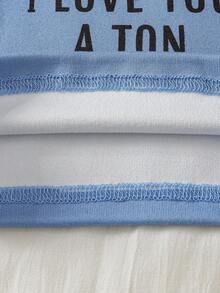 2件套幼儿男童可爱大象字母印花圆领按扣蓝色大象印花短裤睡衣套装，贴身款 - 藍色 - 查看 7