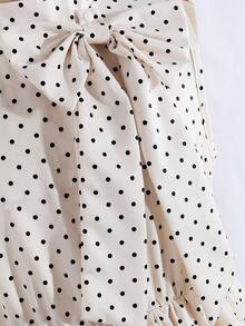 SHEIN Đầm không tay thanh lịch, tối giản dành cho thiếu nữ, vải in chấm bi, nơ 3D có thể tháo rời, kiểu dáng cổ điển, phù hợp mặc hàng ngày và dự tiệc mùa hè. - Màu be - Xem 3