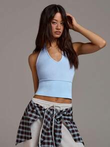 Athîral 女士休闲露背吊带背心 - 淺藍色 - 查看 1