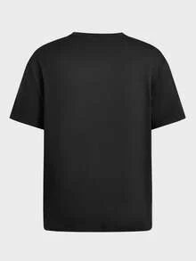 EASEVO Tricou bărbătesc Plus Size, casual, cu guler rotund, cu litere și strasuri, cu mânecă scurtă, versatil, pentru purtare zilnică - Negru - Vizualizare 10
