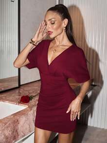 Lavishia Vestido corto de mujer, rojo vino, de moda y elegante, adecuado para la primavera, el Día de San Valentín - Burdeos - Ver 4