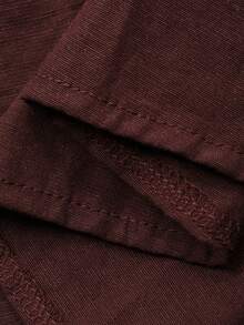 DAZY Women's Casual Commuter Floral Embroidery Tie-Front Shirt - Brown - View 8