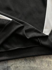 AXEPEAK Sudadera holgada casual para hombre, estampado gráfico en color marrón con parches y contraste, adecuada para primavera y otoño - Blanco y Negro - Ver 6