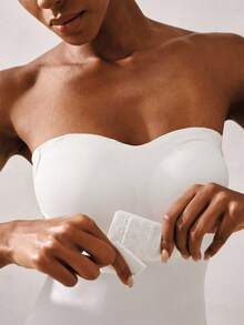 女士无缝一体式塑身吊带背心设计，前开襟，防滑，腰腹塑形，按扣裆部 - 白色 - 查看 9