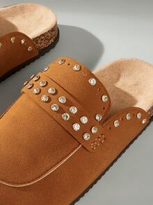 Solecia Women's Casual Versatile Commuter Flats With Rhinestone Decor - Camel - View 5