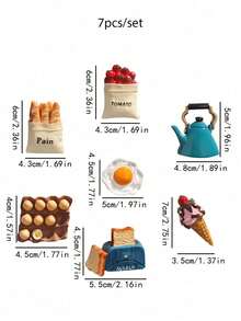 7 件食物冰箱贴 食物磁铁 用于冰箱贴 装饰性可爱磁铁 冰箱贴 适用于厨房 强力树脂磁铁 家居装饰 办公室 情人节、情人节婚礼、生日、厨房 和各种形状的肥皂模具 适用于情人节、情人节婚礼、生日、厨房、婚礼用品、礼物 学校用品、厨房装饰、客厅装饰 - 彩色 - 查看 2