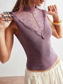 Bohemela 这款波西米亚风春夏女式背心采用优雅的复古蕾丝拼接设计。适合海滩度假、复活节外出、休闲女装、节日以及日常穿着。完美契合音乐节派对、返校季、毕业季、派对、情人节、嘉年华和音乐节等场合。 - 紫色 - 查看 2