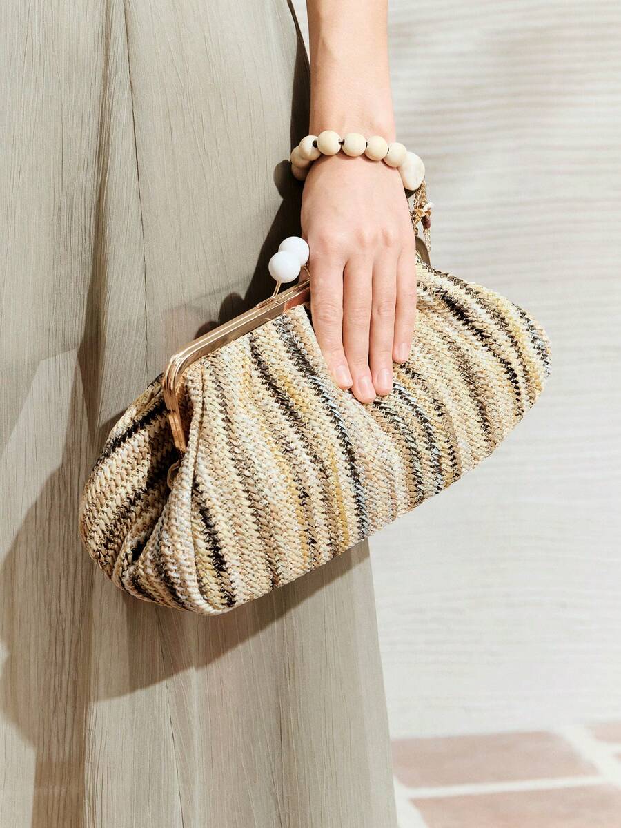 SHECARRY 女士手拿包，毛绒，时尚，优雅，简约，个性化，百搭，经典，适合约会、日常、购物、下午茶、鸡尾酒会、派对、舞会、俱乐部、生日、晚宴、约会之夜、宴会等场合 - 杏色 - 查看 1