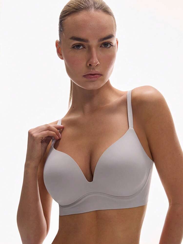 Sujetador inalámbrico gris con soporte Dream Curve+ y push up, talla básica, sujetador Freedom cómodo e imprescindible