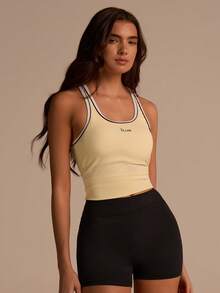 Fluxe Women's Letter Print Casual Fitness Yoga Shorts, Summer For Women, Spring Women, Spring Breaks, Spring , Party, Beach For Women, Graduation , Casual For Women, Women's Sportswear, Going Outs, Holidays, Women's Sports Shorts, Black Shorts - Black - View 6
