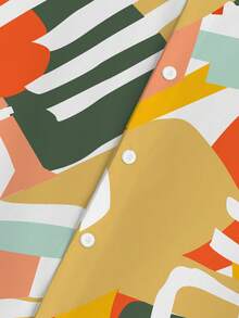 Manfinity RSRT 男士复古几何撞色短袖衬衫，男士度假风衬衫，撞色几何衬衫，百搭沙滩休闲上衣，夏季度假风衬衫 - 彩色 - 查看 6