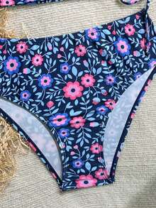 Swim Lushoire Women's Tropical Print Two Pieces Bikini Set, Casual Holiday - Multicolor - View 4