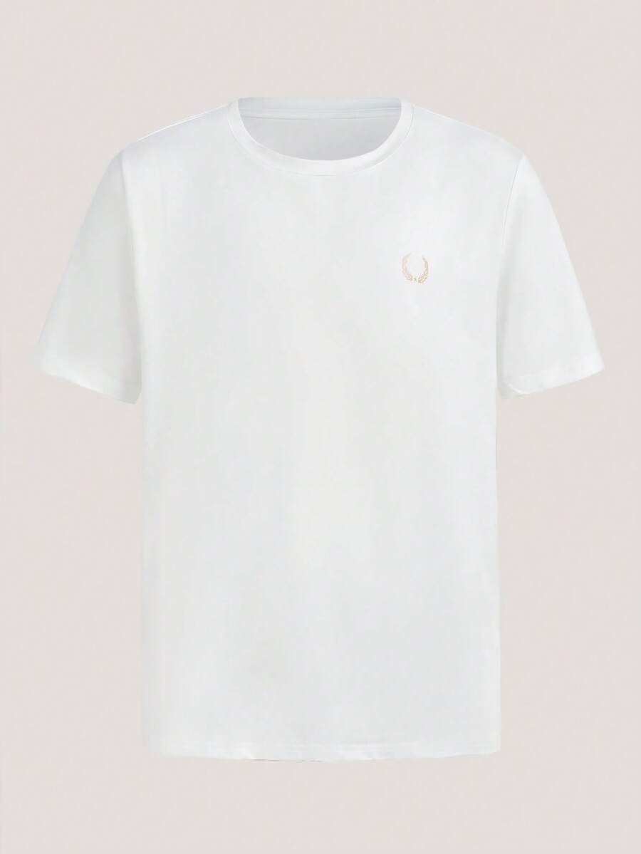 Driftmere 男士圆领短袖休闲T恤，小麦图案，白色，夏季 - 白色 - 查看 1