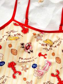 Swim Mod 新款欧美风性感连体泳衣，高腰三角泳裤，海洋生物印花撞色细肩带，聚拢胸部设计，可调节肩带，性感连体泳衣，适合女孩，甜美温泉海滩度假，修身泳装，生日派对 - 彩色 - 查看 7