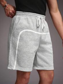 STYNVO 男士夏季休闲星形印花抽绳腰短裤 - 灰色 - 查看 4