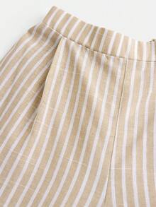 Firerie Kids 2pcs Tween Girls Casual Outfit - Vest Top + Loose Pants Set, Fashionable, Versatile, Suitable For Party, Outing, Photoshoot With Sisters, Park, Camping, Vacation, Daily Wear - Khaki - View 4