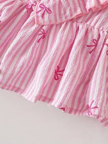 SHEIN Playful Pals 2 Stück/Set Baby Mädchen Frühling&Sommer Lässig Stil, einfaches ärmelloses Slip Top & Schleife Dekor Kurze Jeans - Pink - Übersicht 6