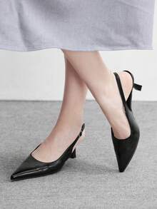 CUCCOO BIZCHIC Chaussures à talons hauts avec bout pointu et bride arrière pour femmes - Noir - Voir 4