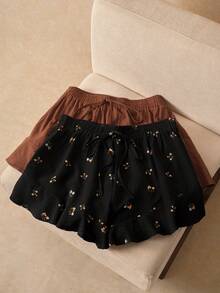 Elaquor 大码夏季休闲纯色及碎花短裤 - 彩色 - 查看 4