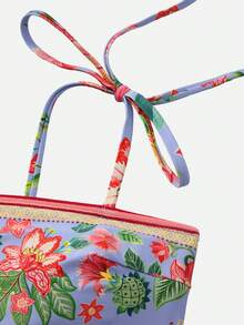 Swim Oasis 3件套女士印花系带比基尼泳衣套装 - 彩色 - 查看 6