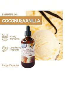 1瓶100毫升椰子香草精油 - 纯正香氛，不含酒精的保湿霜，持久留香，适合敏感肌肤，可用于DIY护肤、按摩、蜡烛制作、肥皂制作、身体和面部护理油。 - 多樣化香型 - 查看 5
