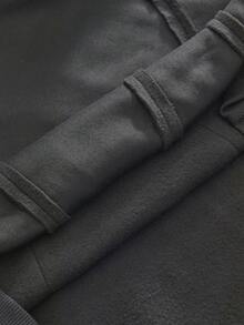 EASEVO Áo hoodie nam cỡ lớn kiểu dáng thường ngày phối màu tương phản. - Màu xám đen - Xem 5