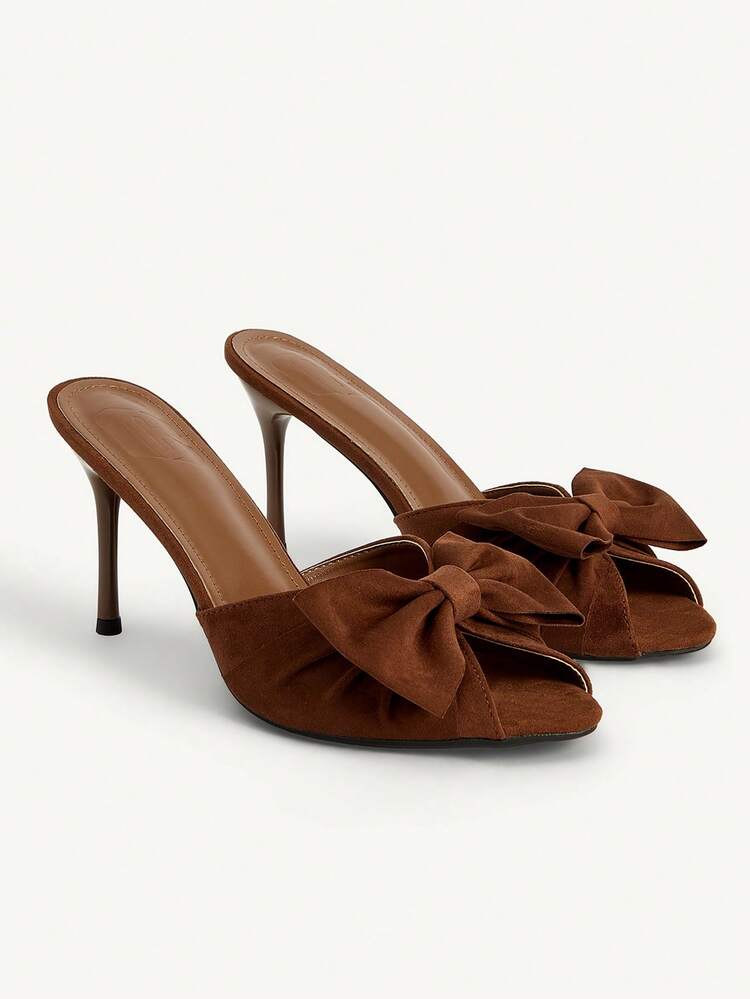 CUCCOO CHICEST Women Shoes Spring And Summer New Sexy Bow Peep ToeStiletto High Heel Slip-On 9.2 Cm Women's High Heel Sandals Suede Solid Color Shopping Dating Shoes Summer Shoes Wedding Shoes Bride Shoes