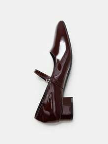 Women's 3cm Cloth Covered Heel Fashion Versatile White Mary Jane Pumps, Suitable For All Seasons - Brown - View 11