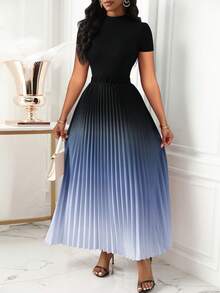 Lunelith SHEIN Lunessa Bộ 2 áo thun nữ tay ngắn cổ tròn in họa tiết ombre phong cách thường ngày. - Nhiều màu - Xem 4