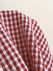 Elamini Sexy, schickes rotes kariertes Trägertop mit Bindedetail, ärmellos, Crop-Top, vielseitiges Sommer-Tanktop für Frauen - Rot - Übersicht 5