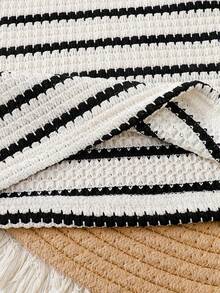 SHEIN Vintaside Kids 2件套女童条纹提花针织宽松背心短裤套装，适合休闲、度假、运动、夏季穿着 - 彩色 - 查看 6