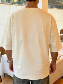 Manfinity Dauomo 男士休闲日常字母图案圆领短袖T恤，夏季 - 彩色 - 查看 2