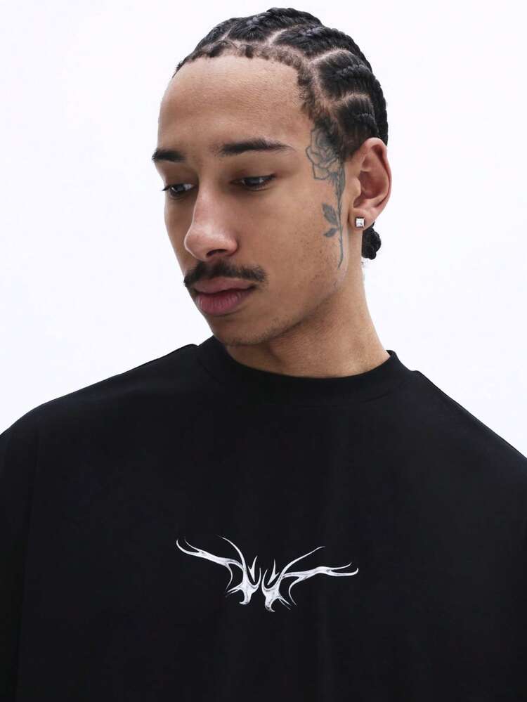 Oversize-T-Shirt mit Rundhalsausschnitt und Metallic-Grafik