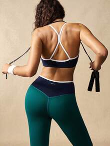 VARSIVA Bộ áo ngực thể thao màu tương phản và quần legging cạp bất đối xứng dành cho nữ - Nhiều màu - Xem 10