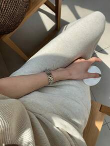 DAZY 女款優雅純色蝙蝠袖寬鬆上衣與裙子兩件套 夏季居家休閒短套裝 度假風 - 杏色 - 查看 4