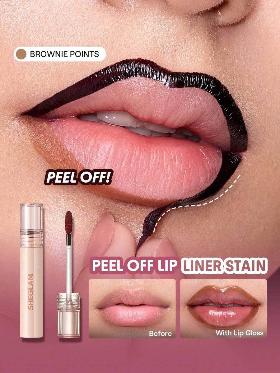 SHEGLAM Fall In Line 撕拉唇線染色筆-Brownie Points 品牌 美容 化妝 化妝品 適合女性與女孩 完美搭配冬季春季 Y2K 時尚 流行 生日 情人節禮物 假期 派對準備就緒 最佳顏色 - Brownie Points - 查看 1