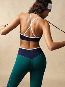 VARSIVA Bộ áo ngực thể thao màu tương phản và quần legging cạp bất đối xứng dành cho nữ - Nhiều màu - Xem 2