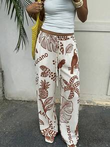 Aloruh Quần nữ in họa tiết nhiệt đới kiểu dáng thường ngày - Rỉ Nâu - Xem 7