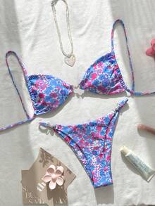 Swim Vcay Women's Summer Beach Floral Print Sexy Bikini Set, Print Pattern Random - Multicolor - View 1