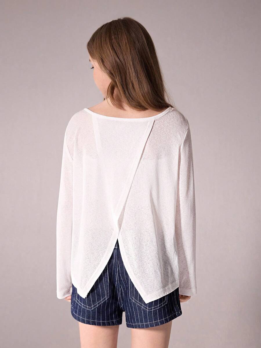 Áo thun dài tay màu trắng dáng casual dành cho nữ, áo mùa hè, thiết kế đa năng phù hợp cho thể thao, hoạt động ngoài trời, trường học và mặc hàng ngày. - trắng - Xem 1